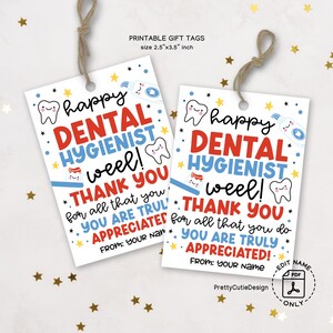 Etiquetas de presente para a semana do higienista dental para impressão, etiquetas de agradecimento odontológico, etiquetas de agradecimento para equipe odontológica, etiqueta de presente para consultório odontológico, semana do higienista