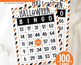 Halloween Bingo Game Printable: 100 Unique Cards (Instant Download)