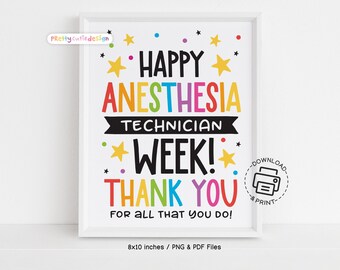 Printable Anesthesia Tech Week Sign, Happy Anesthesia Technician Appreciation Poster, Instant Download Thank You Gift Decor