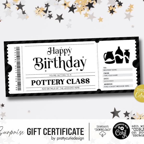 Pottery Voucher Printable Etsy