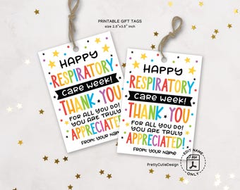 Respiratory Care Week Gift Tags Printable: Thank You Appreciation for RT Staff