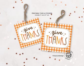 Thanksgiving Gift Tags Printable: Fall Favor Tags, Autumn Treat Bag Labels (PDF Digital Download)