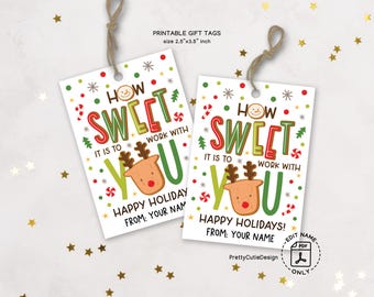 Sweet Coworker Christmas Gift Tags, Holiday Thank You Tag Printable, Funny Employee Appreciation Tags