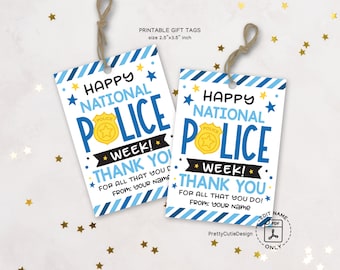 National Police Week Tag, Police Week Gifts, Police Officer Gifts, Police Week Gift Tag Printable, Police Week Thank You Tags