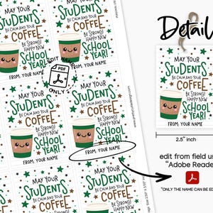 Funny Teacher Coffee Gift Tags: Back to School Printable (PDF Download ...