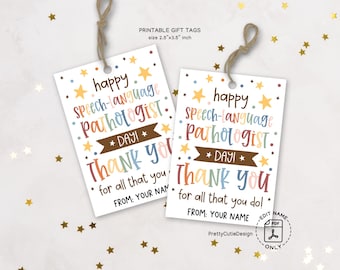 Speech Language Pathologist Day Gift Tag Printable, SLP Appreciation Tag for Therapist, Staff or Coworker PDF Instant Download