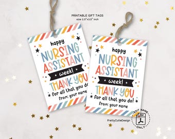 Nursing Assistant Week Gift Tags, CNA Thank You Printable Tags, Certified Nursing Assistant Appreciation, Favor Tags Instant Download