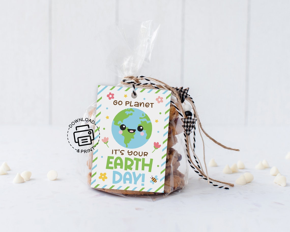 Earth Robe Tag Earth Day Gift Tag Printable, Go Planet It's Your Earth Day, Planet ...