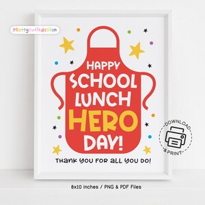School Lunch Hero Day Sign Printable, School Cafeteria Appreciation Poster, Lunch Staff Thank You Decor, Instant Download Wall Art