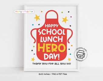 School Lunch Hero Day Sign Printable, School Cafeteria Appreciation Poster, Lunch Staff Thank You Decor, Instant Download Wall Art