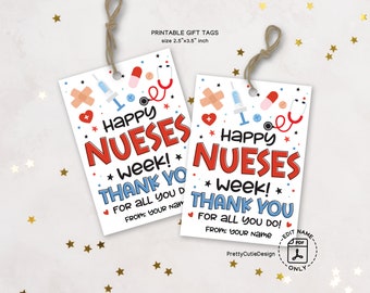 Étiquette-cadeau bonne semaine des infirmières à imprimer, étiquette de remerciement pour les infirmières, semaine des infirmières à imprimer