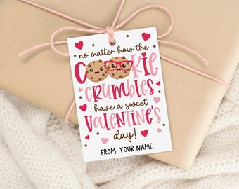 Cookie Valentine Gift Tag Printable, Sweet Classroom Treat Bag Label for Kids, Digital Download