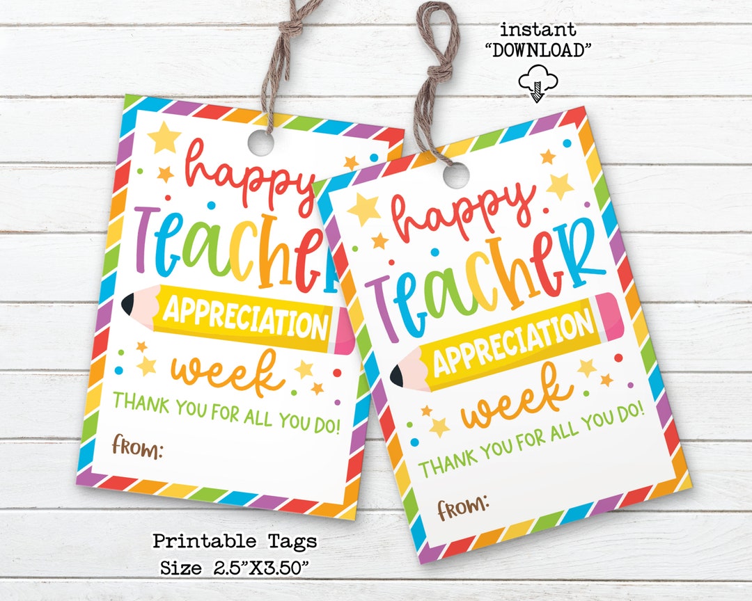 Happy Teacher Appreciation Week, Printable Teacher Appreciation Gift Tag, Teacher and Staff Cookie Treat Tag, School PTO PTA - Etsy Canada for Free Printable Happy Teachers Day Tags