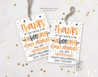 Halloween Team Appreciation Gift Tags: FaBOOlous Office Treat (Instant Download, PDF)