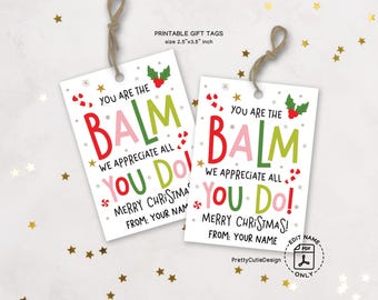 Christmas Lip Balm Tags, Staff Appreciation Printable, Holiday Wrapping for Teachers