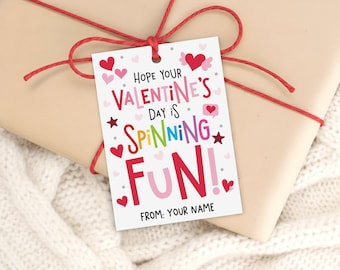 Fidget Spinner Valentine Tags, Spinning Top Gift Label, Non Candy Class Favor, Digital Download