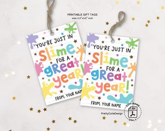 First Day of School Favor Tags Printable, Back to School Goodie Bag Tags, Slime Theme Gift Tags, Student Welcome Tag, Snack Favor Bag Tags