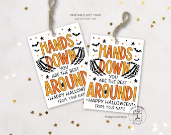 Skeleton Hand Halloween Gift Tags, Party Favor Labels (Digital Download)