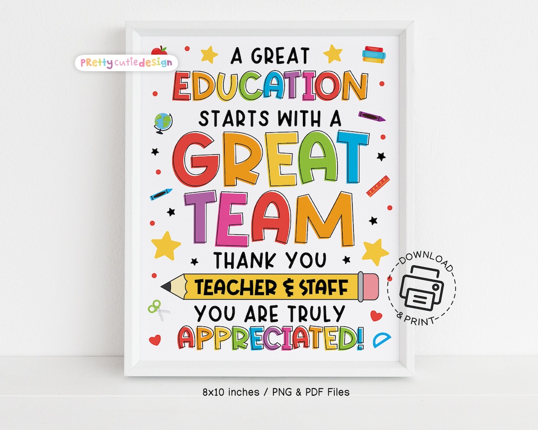 Teacher Appreciation Week Sign Printable, Teacher and Staff