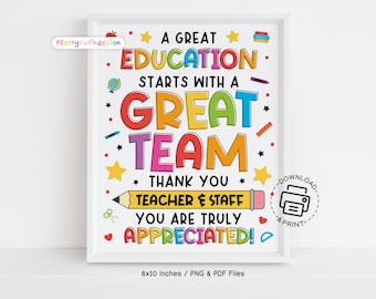 Teacher Appreciation Week Sign Printable, Teacher and Staff Appreciation Poster, Teacher Thank You Sign, Teacher Appreciation Decorations