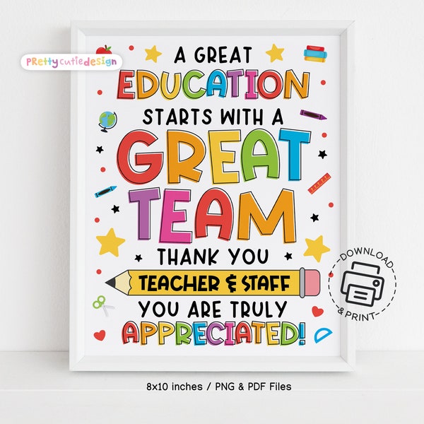 Teacher Appreciation Week Sign Printable, Teacher and Staff Appreciation Poster, Teacher Thank You Sign, Teacher Appreciation Decorations