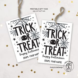 Printable Trick or Treat Happy Halloween Tags, Halloween Party Favor Bag Tag, School Halloween Treat Bag Tag, Halloween Personalized Tags