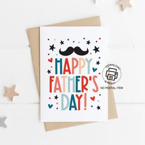 Vatertagskarte druckbare, lustige Vatertagsgrußkarte Sofortiger Download, Schnurrbart-Papa-Karte, nettes Vatertagsgeschenk