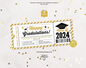 Graduation Surprise Ticket, Vacation Surprise Trip Ticket, Graduation Gift Certificate Template, Congrats Grad Surprise Concert Ticket Gift