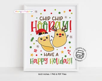 Christmas Chip Chip Hooray Snack Bar Sign, Printable Christmas Appreciation Sign, Holiday Lounge Room Sign, Thank You Staff and Teacher Sign