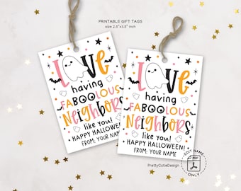 Halloween Neighbor Gift Tags: FaBOOlous Printable Treat Tags (Instant Download)