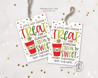 Christmas Hot Cocoa Tags, Printable Treat Favor, Sweet Holiday Gift, Student Classroom, Teacher Appreciation