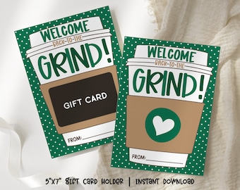 Back to School Teacher Coffee Gift Card Holder, First Day of School Teacher Card Printable, Welcome Back to the Grind