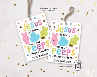 Happy Easter Tags for Kids, Printable Easter Bunny Favor Tags, School Classroom Candy Tags, Easter Gift Tags, Instant Download