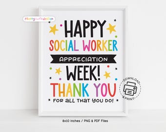 Happy Social Worker Week Sign Printable, Thank You Social Worker Appreciation Week Poster, Social Worker Appreciation Sign