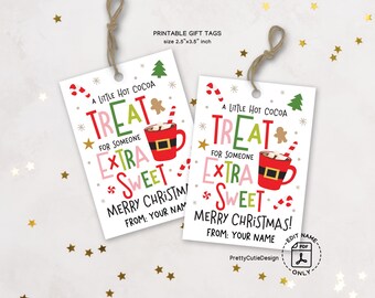 Hot Cocoa Gift Tags, Extra Sweet Christmas Printable, Santa Mug Wrapping Labels
