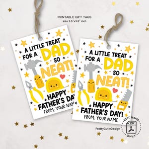 Afdrukbaar Vaderdagcadeaukaartjes, een kleine traktatie voor een vader, zo netjes Tag, leuk gereedschapsthema, direct downloaden, Vaderdagcadeaukaartjes van kinderen