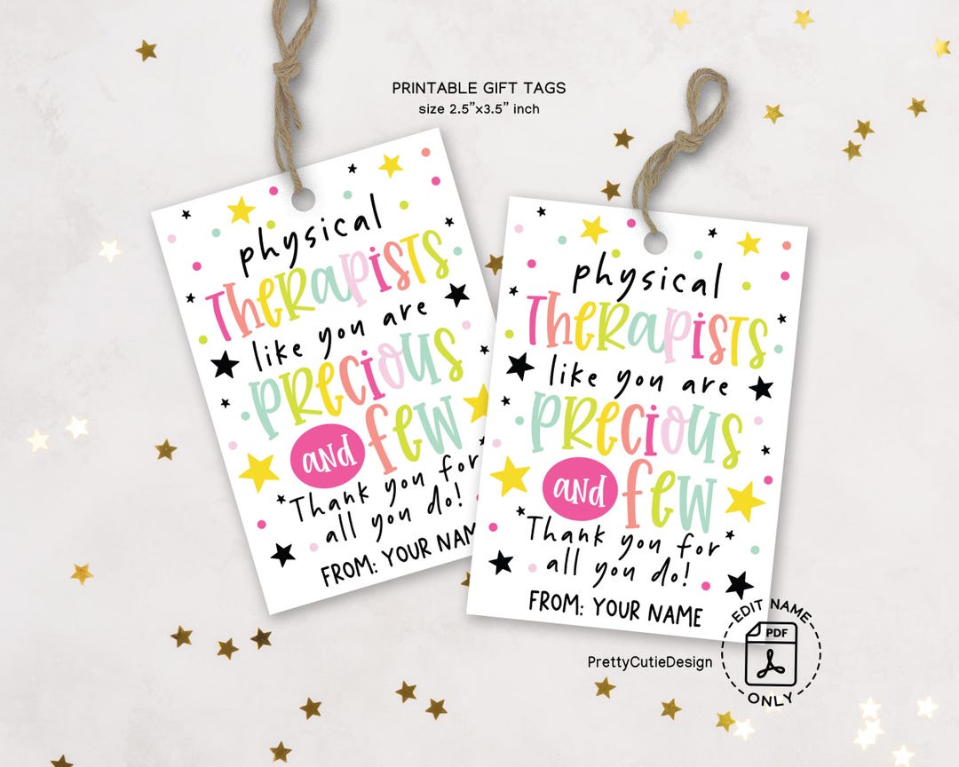 Physical Therapist Appreciation Gift Tags: Printable Thank You Favor ...
