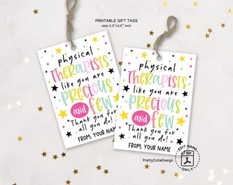 Physical Therapist Appreciation Gift Tags: Printable Thank You Favor Tags (Instant Download