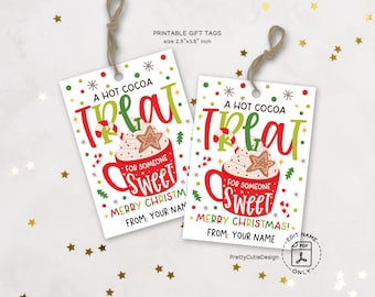 Hot Cocoa Gift Tags Printable, Treat for Someone Sweet, Christmas Mug Favors
