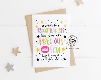 Receptionist Day Greeting Card Printable, Thank You Card for Receptionists, Office Appreciation Gift, Admin Day Digital Download