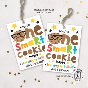 Étiquettes cadeaux intelligentes You're One, dernier jour d'école à imprimer, étiquettes gourmandes de fin d'année pour étudiants, enfants, étiquette à biscuits faveur d'été