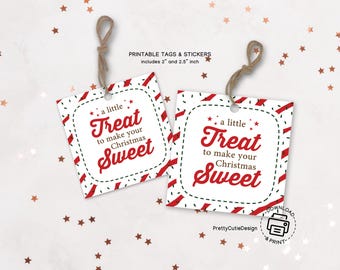 Christmas Treat Gift Tags: Printable Holiday Favor Labels (Digital Download)