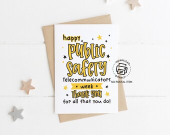 Public Safety Telecommunications Week Greeting Card Printable, Dispatcher Appreciation Card, Thank You Card for 911 Operators
