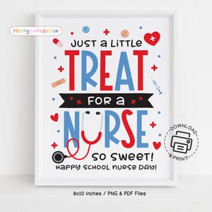 Afdrukbaar bord schoolverpleegkundige dag, poster verpleegkundige waardering week, bedankt schoolverpleegkundige kunst aan de muur, decor verpleegkundige kantoor, Instant Download cadeau