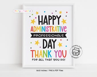Administrative Professionals Day Sign Printable, Office Decor, Admin Appreciation Week, Thank You Sign for Admin Staff