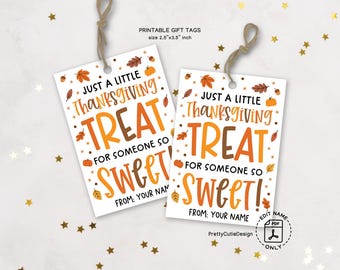 Thanksgiving Gift Tags Printable, Sweet Treat Tags for Coworker Appreciation, Office Party Favor Packaging