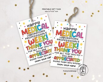 Medical Laboratory Professionals Week Gift Tags Printable, Lab Week Appreciation Tags, Med Tech Thank You Labels for Coworkers or Staff