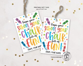 Back to School Gift Tags Printable, Chalk Theme Goodie Bag Tags, First Day of School Tag, Student Treat Bag Labels, Teacher Welcome Gift Tag