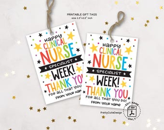 Clinical Nurse Specialist Week Gift Tags: Nurse Appreciation Printable (PDF Download)