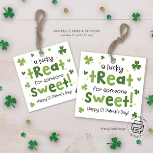 Een geluksbrenger voor iemand Zoete afdrukbare cadeaukaartjes, St Patricks Day Cookie-cadeaukaartje, St Pattys Day Shamrock-cadeaukaartje, gelukscadeaukaartjes